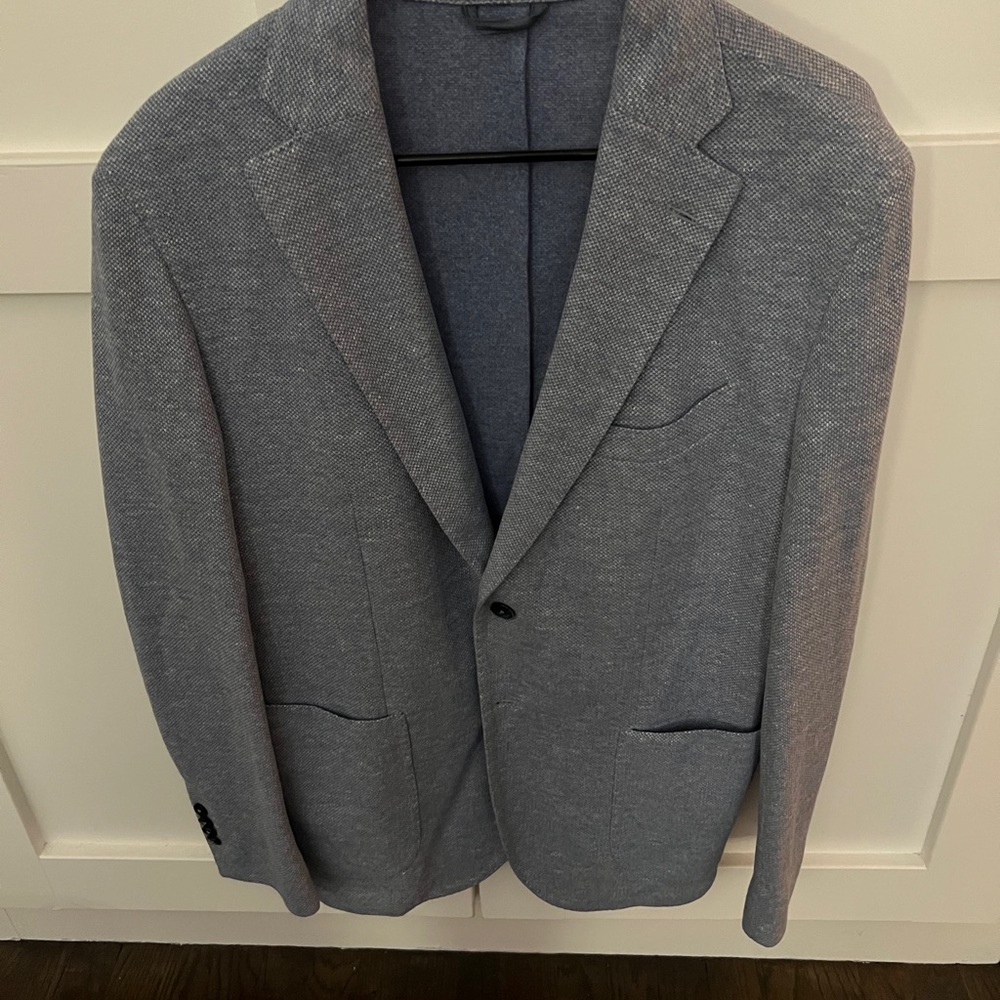 Lubiam Blue-Gray Sport Coat with Notched Lapel and Slim Fit